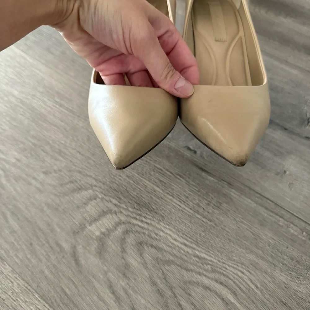Charles & Keith Emmy Nude‎ Leather Point Toe Classic Heels